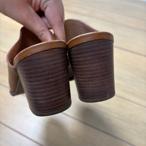 MADEWELL Harper Mules Stacked Heel Leather Brown Amber Size 9.5 - Picture 6 of 8